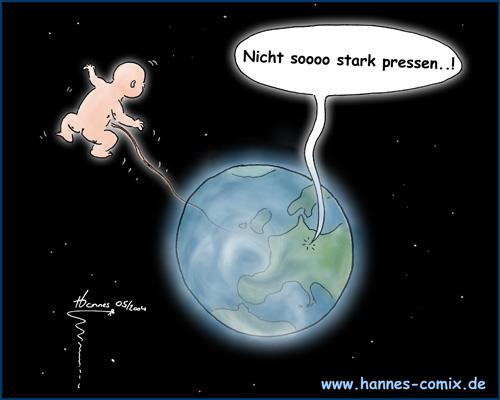 Cartoon: Pressen! (medium) by Hannes tagged hannes,all,erde,kind,geburt