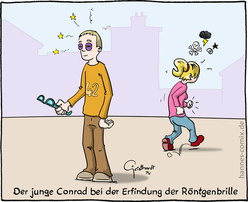 Cartoon: Röntgenbrille (medium) by Hannes tagged röntgen,röntgenbrille,xray,wissenschaft,forschung,erfindung