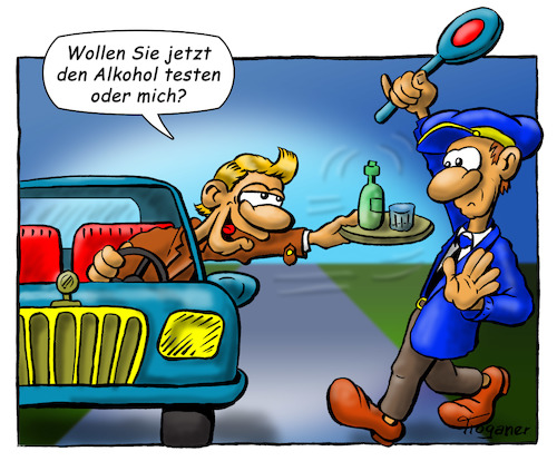 Cartoon: Alkoholtest (medium) by Troganer tagged alkohol,straßenverkehr,kontrolle