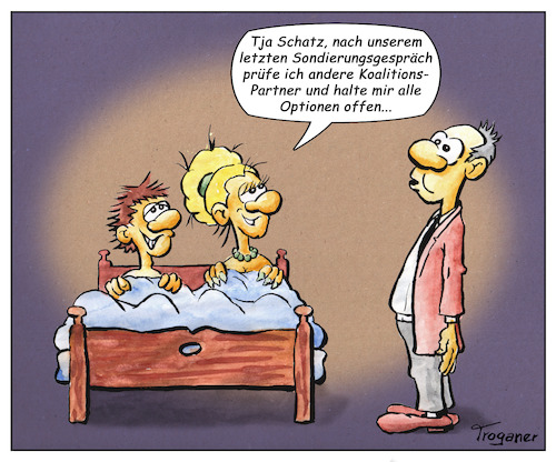 Cartoon: Alle Optionen offen... (medium) by Troganer tagged cdu,spd,koalition,sondierung,regierungs