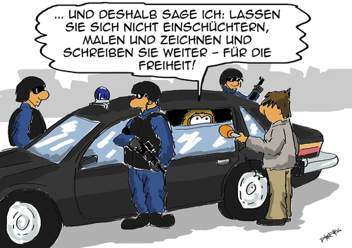Cartoon: Pressefreiheit (medium) by pierre-cda tagged satirezeitschrift,satire,frankreich,paris,terrorismus,terror