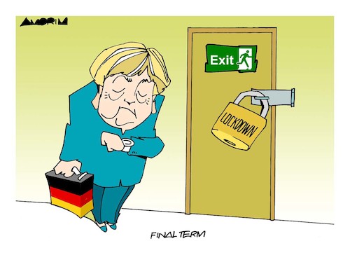 Cartoon: Angela Merkel (medium) by Amorim tagged angela,merkel,elections,lockdown