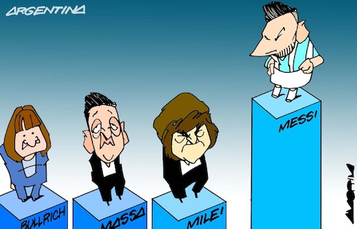 Cartoon: Argentina election 2023 (medium) by Amorim tagged leonel,messi,javier,milei,argentina,leonel,messi,javier,milei,argentina