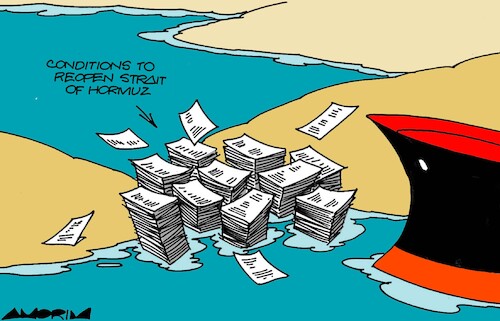 Cartoon: Barriers (medium) by Amorim tagged trump,iran,straitofhormuz,trump,iran,straitofhormuz