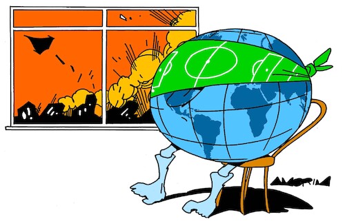 Cartoon: Blindfolded (medium) by Amorim tagged fifaworldcup,gaza,ukraine,fifaworldcup,gaza,ukraine