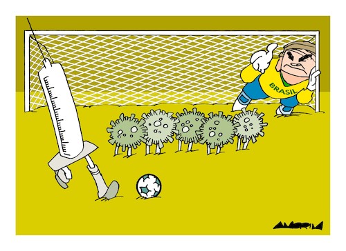 Cartoon: Bolsonaro against vaccine (medium) by Amorim tagged bolsonaro,brasil,vaccines