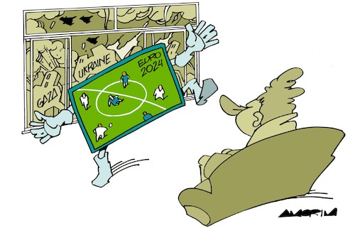 Cartoon: Breaking commercials (medium) by Amorim tagged euro,2024,ukraine,gaza,soccer,euro,2024,ukraine,gaza,soccer