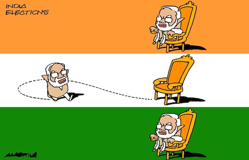 Cartoon: Chairs (medium) by Amorim tagged india,narendra,modi,elections,india,narendra,modi,elections