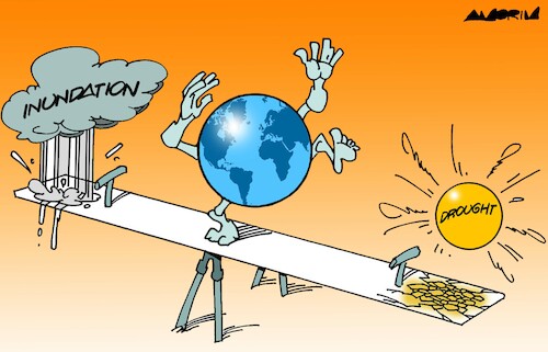 Cartoon: Climate seesaw (medium) by Amorim tagged global,warming,climate,world