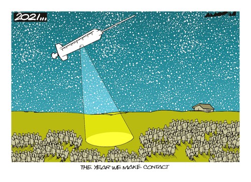 Cartoon: Close Encounters (medium) by Amorim tagged pandemic,covid,19,vaccine