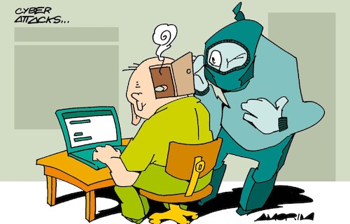Cartoon: Cyberattacks (medium) by Amorim tagged cyberattack,cybersecurity,digital,terrorism,cyberattack,cybersecurity,digital,terrorism