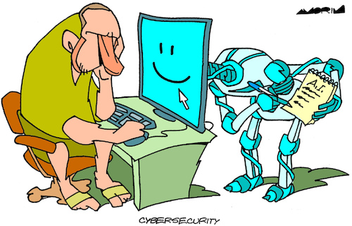 Cartoon: Cybersecurity (medium) by Amorim tagged artificialintelligence,cyberattack,internet,artificialintelligence,cyberattack,internet