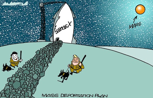 Cartoon: Deportation flights (medium) by Amorim tagged trump,elon,musk,deportation,trump,elon,musk,deportation