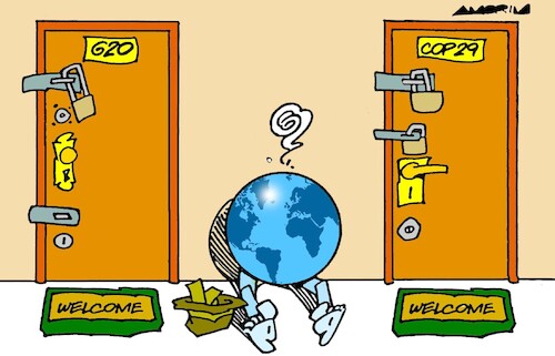 Cartoon: Doors (medium) by Amorim tagged g20,cop29,global,crisis,g20,cop29,global,crisis