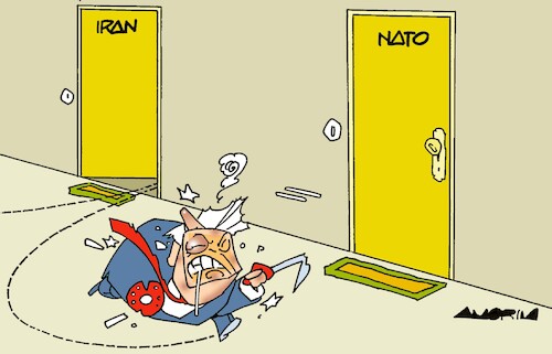 Cartoon: Doors (medium) by Amorim tagged trump,nato,iran,trump,nato,iran
