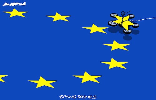 Cartoon: Drones (medium) by Amorim tagged putin,drones,europe,putin,drones,europe