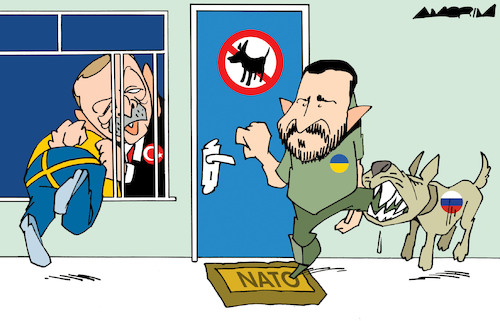 Cartoon: Entrance (medium) by Amorim tagged ukraine,sweden,nato,turkiye,ukraine,sweden,nato,turkiye