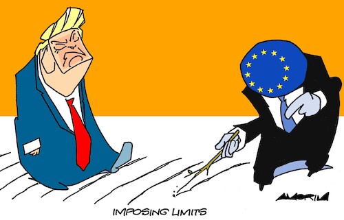 Cartoon: EU limits (medium) by Amorim tagged trump,europeanunion,tradewar,trump,europeanunion,tradewar