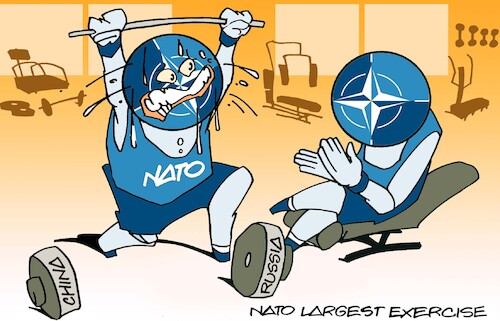 Cartoon: Exercises (medium) by Amorim tagged nato,china,russia,nato,china,russia