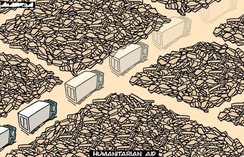 Cartoon: Humanitarian Aid (medium) by Amorim tagged gaza,israel,hunger,gaza,israel,hunger