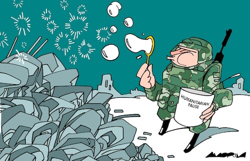 Cartoon: Humanitarian pauses (medium) by Amorim tagged israel,gaza,hamas,palestine,israel,gaza,hamas,palestine
