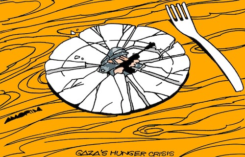 Cartoon: Hunger (medium) by Amorim tagged israel,gaza,hunger,israel,gaza,hunger
