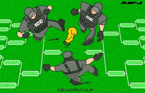 Cartoon: ICE Cup (medium) by Amorim tagged immigrants,ice,fifaworldcup,trump,immigrants,ice,fifaworldcup,trump