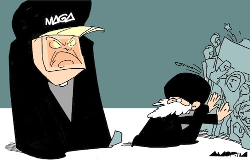Cartoon: Iran protests (medium) by Amorim tagged trump,iran,protests,trump,iran,protests
