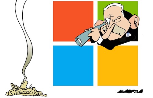 Cartoon: Looking through the window (medium) by Amorim tagged microsoft,netanyahu,gaza,microsoft,netanyahu,gaza