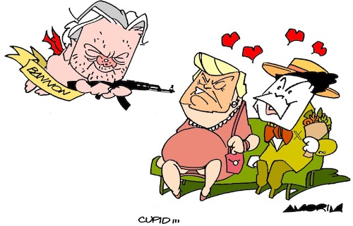 Cartoon: Love and hate (medium) by Amorim tagged steve,bannon,trump,elon,musk,steve,bannon,trump,elon,musk