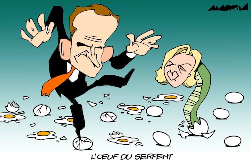 Cartoon: Macron x LePen (medium) by Amorim tagged france,lepen,macron,france,lepen,macron,pen,le,election