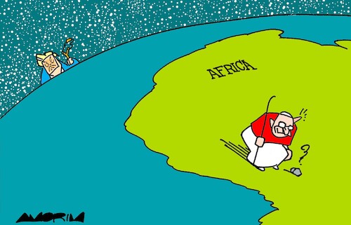 Cartoon: Messages (medium) by Amorim tagged popeleoxiv,trump,catholicchurch,popeleoxiv,trump,catholicchurch