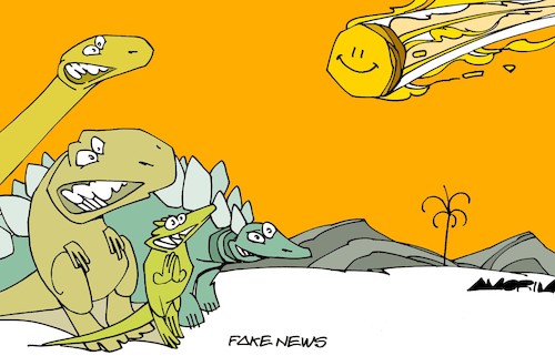 Cartoon: Meteors (medium) by Amorim tagged fake,news,dinosaurs,meteor