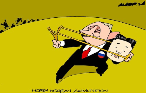 Cartoon: Military cooperation (medium) by Amorim tagged putin,kim,jong,un,ukraine,putin,kim,jong,un,ukraine