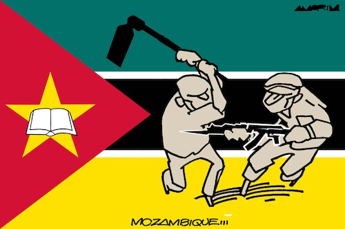 Cartoon: Mozambique flag (medium) by Amorim tagged mozambique,frelimo,presidential,election,mozambique,frelimo,presidential,election