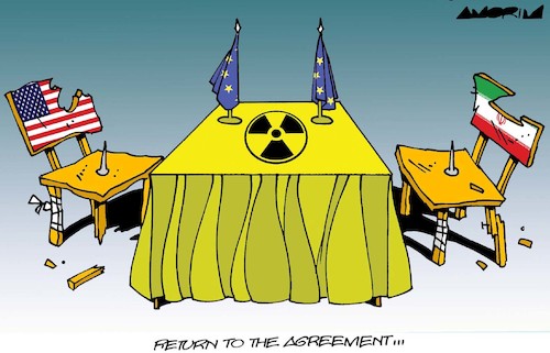 Cartoon: Nuclear deal (medium) by Amorim tagged usa,iran,nuclear