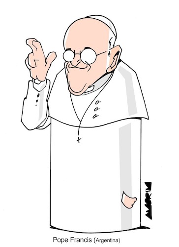 Cartoon: Pope Francis (medium) by Amorim tagged pope,francis,argentina,vatican