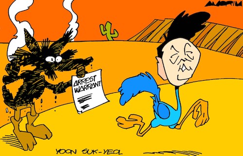 Cartoon: Road Runner (medium) by Amorim tagged south,korea,yoon,suk,yeol,looney,tunes,south,korea,yoon,suk,yeol,looney,tunes