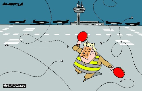 Cartoon: Shutdown (medium) by Amorim tagged trump,shutdown,airtrafficcontrol,trump,shutdown,airtrafficcontrol