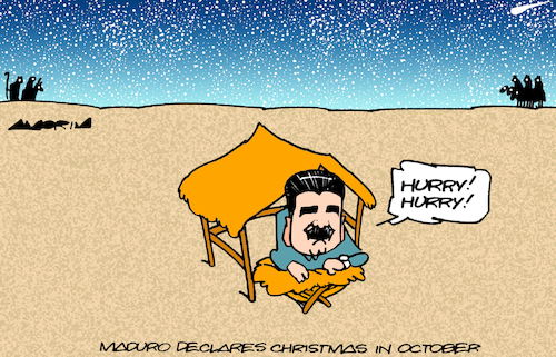 Cartoon: So this is Christmas (medium) by Amorim tagged nicolas,maduro,venezuela,christmas,celebrations,nicolas,maduro,venezuela,christmas,celebrations