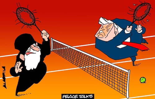 Cartoon: Tennis (medium) by Amorim tagged iran,trump,peacetalks,iran,trump,peacetalks