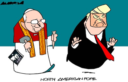 Cartoon: The Exorcist (medium) by Amorim tagged popeleoxiv,trump,vatican,popeleoxiv,trump,vatican