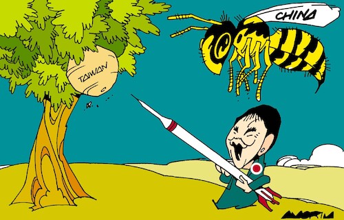 Cartoon: Wasp nest (medium) by Amorim tagged china,japan,taiwan,china,japan,taiwan