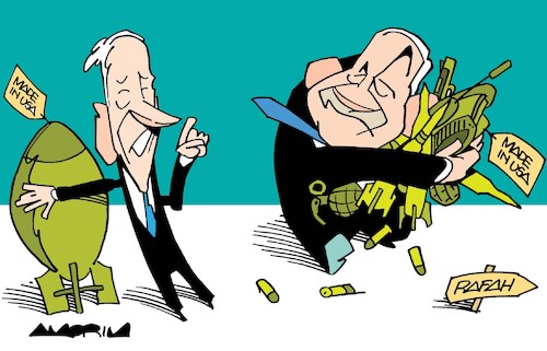 Cartoon: Weapons (medium) by Amorim tagged netanyahu,biden,rafah,netanyahu,biden,rafah