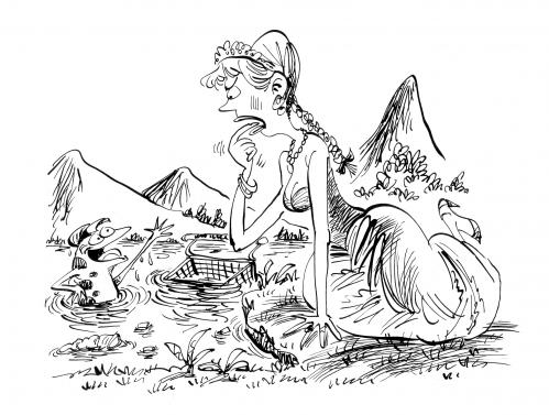 Cartoon: Book Illustration (medium) by Ian Baker tagged fairy,tale,asbo,princess,prince,frog,kiss