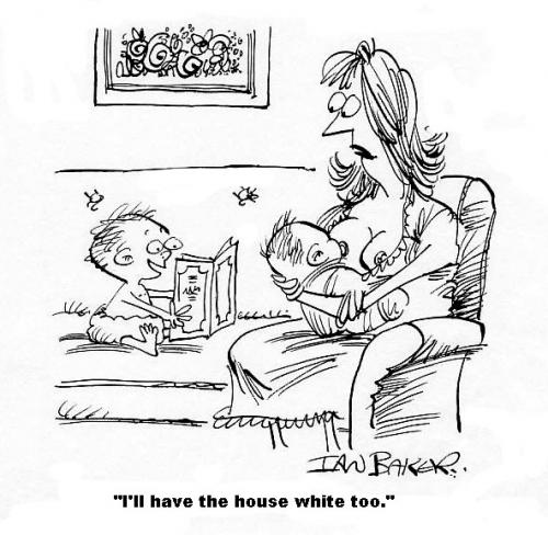 Cartoon: Breast feeding! (medium) by Ian Baker tagged breast,feeding,baby,mother,wine,milk
