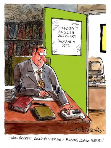 Cartoon: Dictionary Department (medium) by Ian Baker tagged swearing,dictionary,office,department,profanity