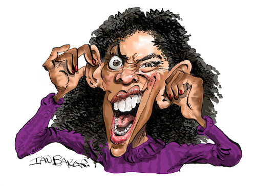 Cartoon: Faceache (medium) by Ian Baker tagged woman,girl,lady,character,black,dark,face,pull,expression,silly,ian,baker,cartoon,caricature,parody,satire,spoof
