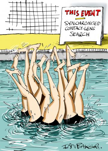 Cartoon: Greeting card (medium) by Ian Baker tagged sport,swimming,synchronised,sight,contact,lens,lost