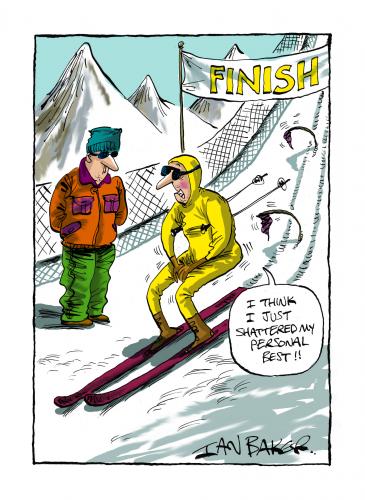 Cartoon: Paperhouse Greeting Card (medium) by Ian Baker tagged skiing,ski,greeting,card,injury